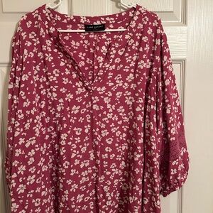 Lane Bryant Women's Floral Blouse - wine color Size 26p